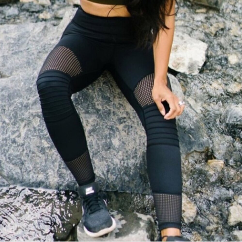 ZYIA Active Black Moto High‎ Waisted Leggings Sz 2 #315J